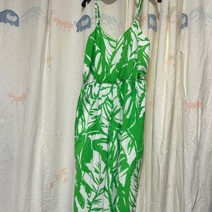 Lilly Pulitzer for Target Green & White Leaf-Print Jumpsuit L